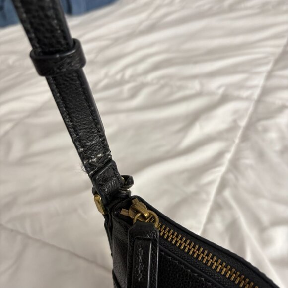 Fossil Jori Black Leather Purse Small Crossbody Gold Toned Hardware - Picture 4 of 13